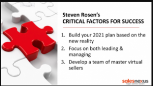 1st Critical Factor for Success: Build your 2021 plan based on the new reality