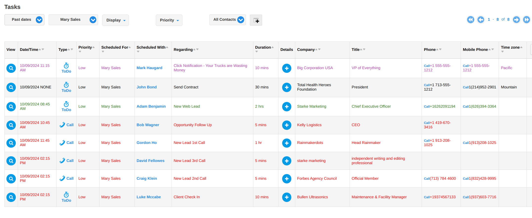 ADD CONTACT FIELDS IN TASK LIST VIEW