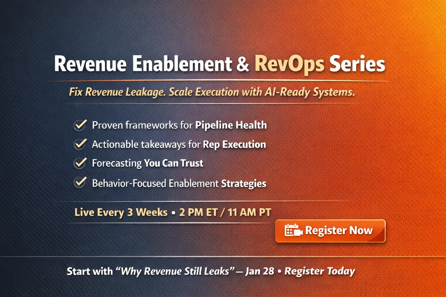 Revenue Enablement and RevOps Webinar Series